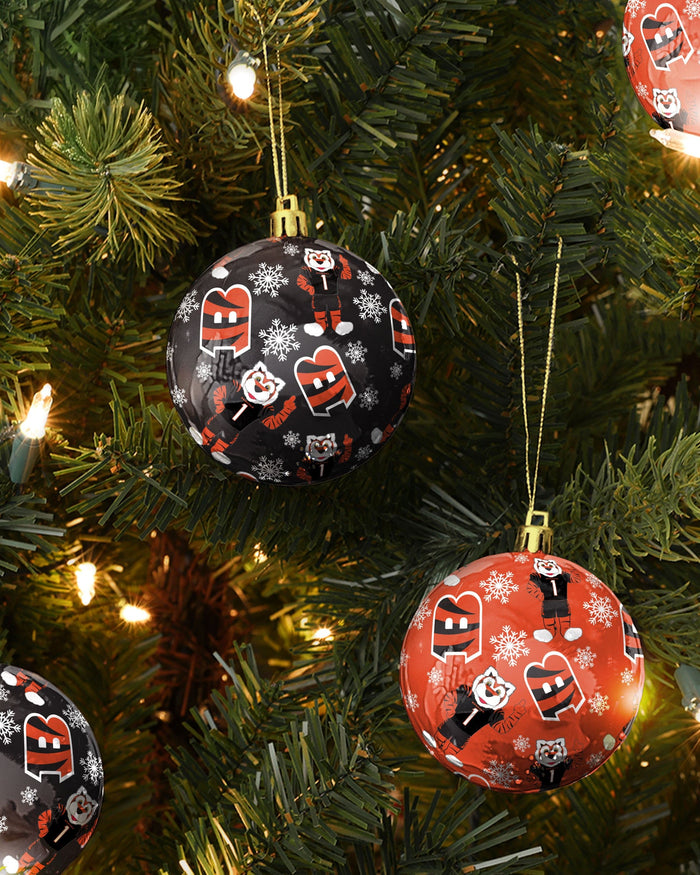 Cincinnati Bengals 4 Pack Ball Mascot Ornament Set FOCO - FOCO.com