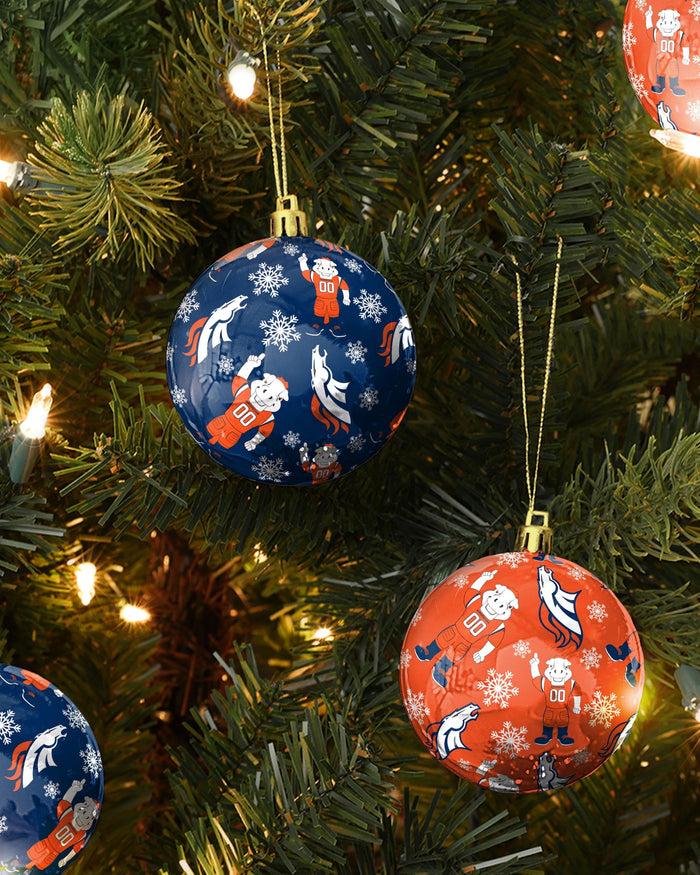 Denver Broncos 4 Pack Ball Mascot Ornament Set FOCO - FOCO.com