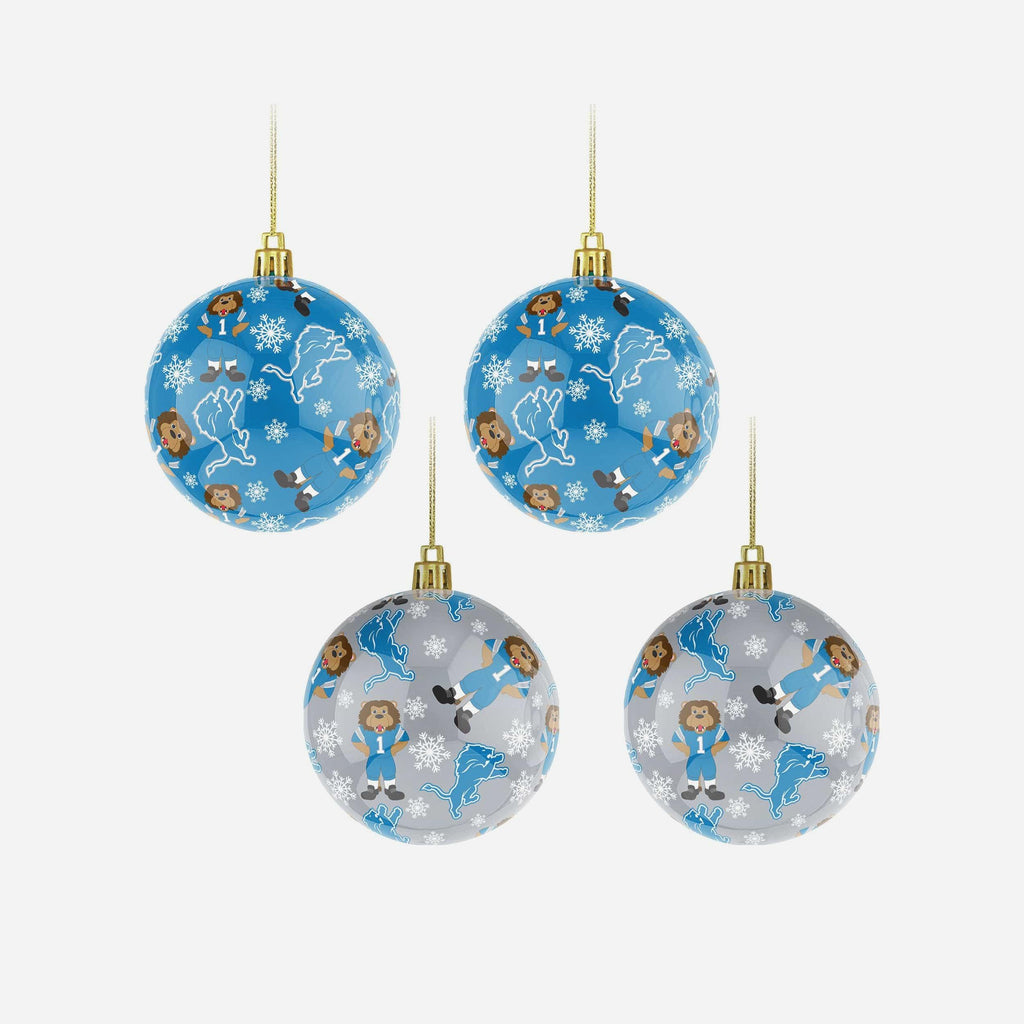 Detroit Lions 4 Pack Ball Mascot Ornament Set FOCO - FOCO.com