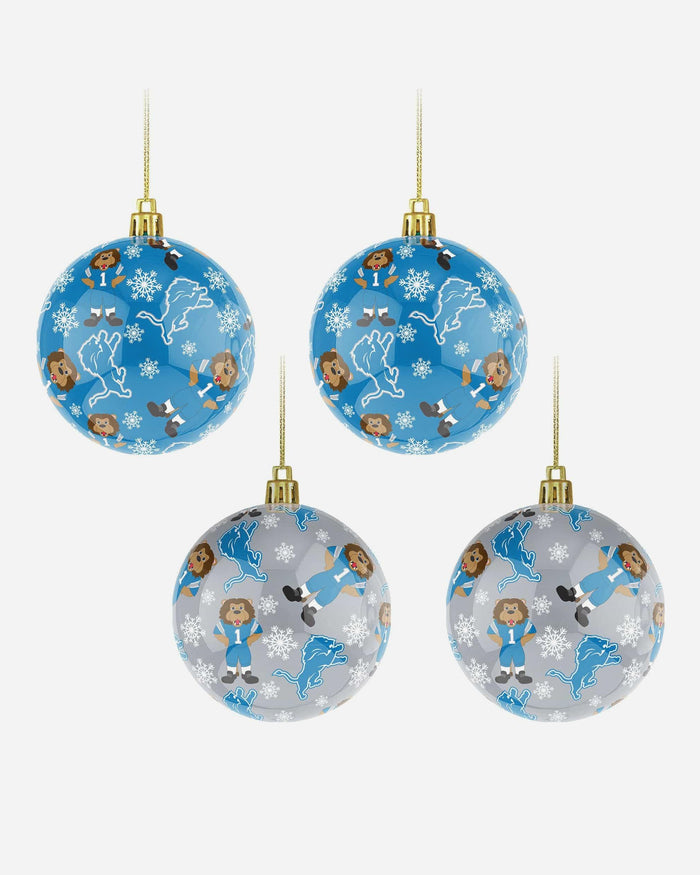 Detroit Lions 4 Pack Ball Mascot Ornament Set FOCO - FOCO.com