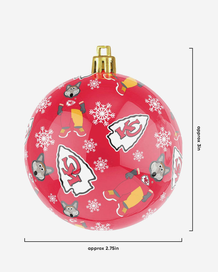 Kansas City Chiefs 4 Pack Ball Mascot Ornament Set FOCO - FOCO.com