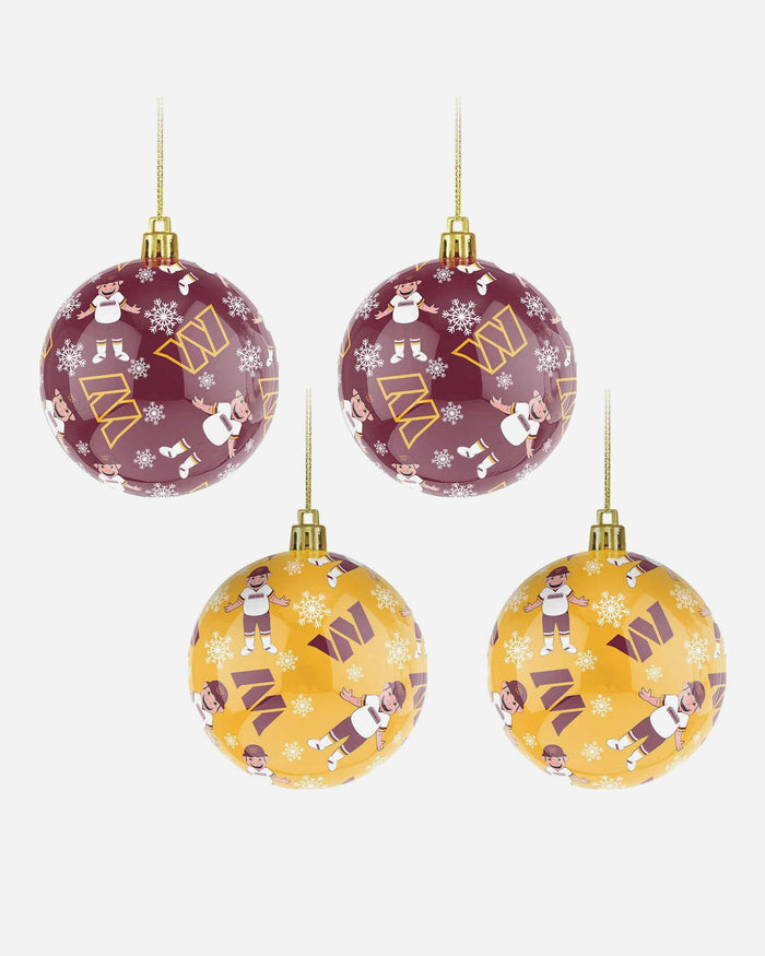 Washington Commanders 4 Pack Ball Mascot Ornament Set FOCO - FOCO.com