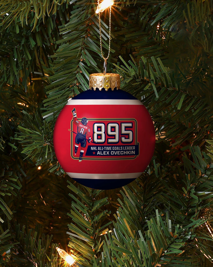 Alex Ovechkin Washington Capitals All-Time Leading Goal Scorer Glass Ball Ornament FOCO - FOCO.com
