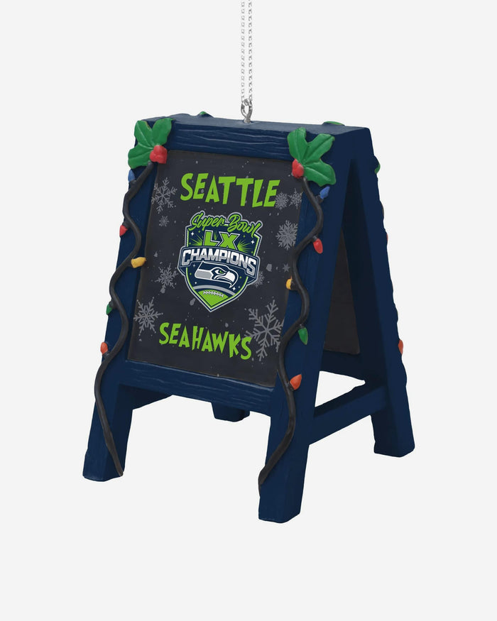 Seattle Seahawks Super Bowl LX Champions Chalkboard Easel Ornament FOCO - FOCO.com
