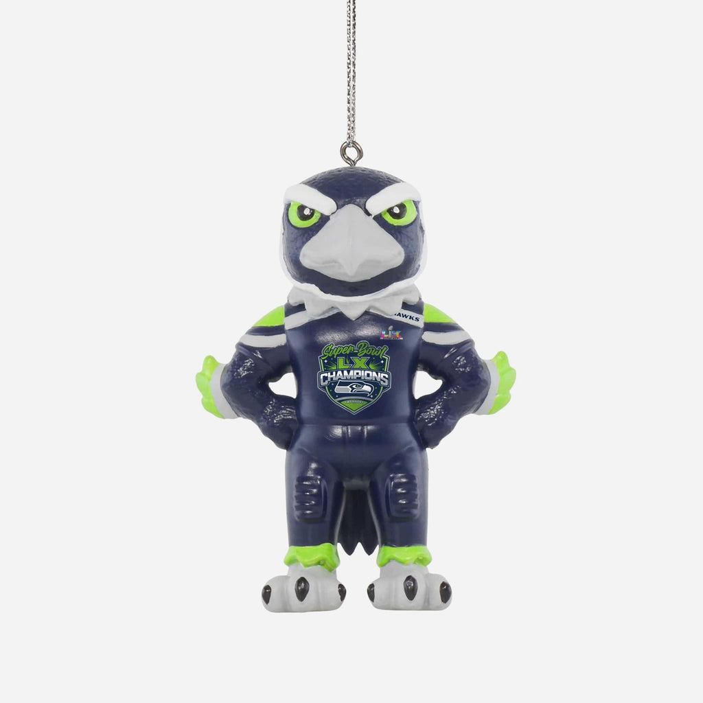 Seattle Seahawks Super Bowl LX Champions Mascot Ornament FOCO - FOCO.com