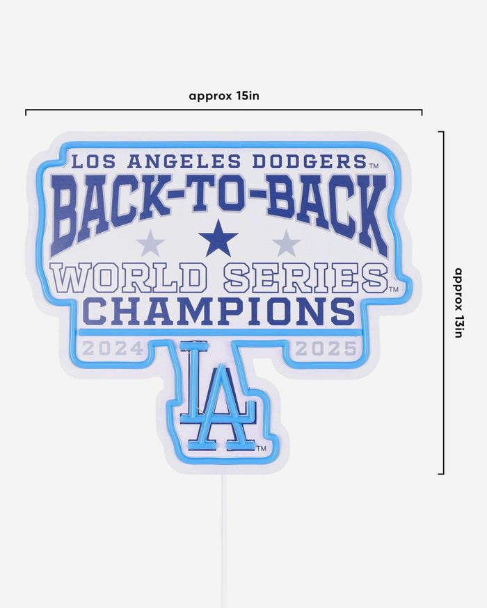 Los Angeles Dodgers 2025 Back To Back World Series Champions Neon Light Up Team Logo Sign FOCO - FOCO.com