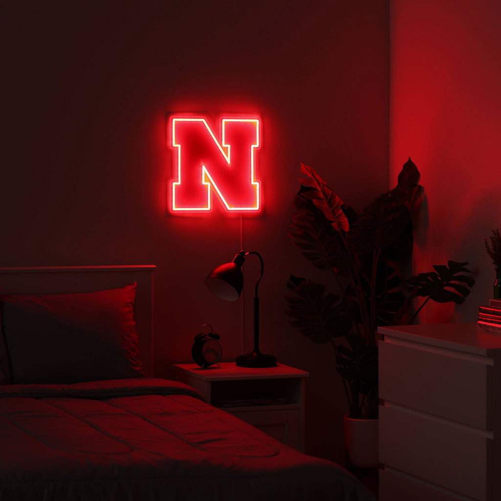 Nebraska Led Sign Nebraska Cornhuskers LED Neon Light Up Team Logo Sign FOCO