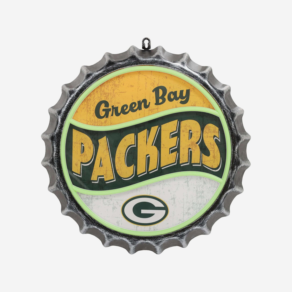 Green Bay Packers LED Neon Backlit Bottle Cap Wall Sign FOCO - FOCO.com