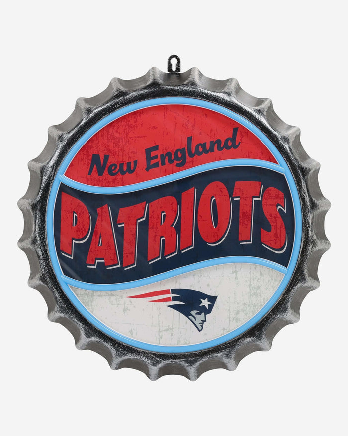 New England Patriots LED Neon Backlit Bottle Cap Wall Sign FOCO - FOCO.com