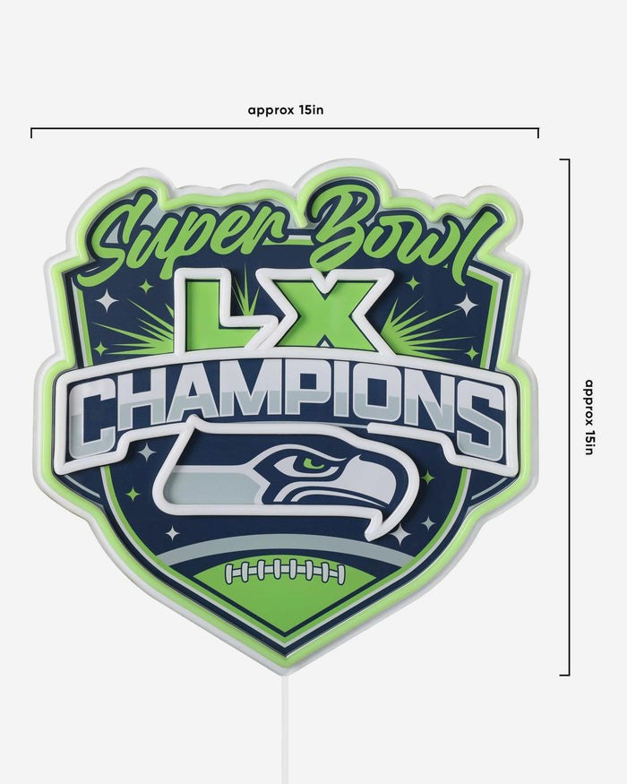 Seattle Seahawks Super Bowl LX Champions Neon Light Up Team Logo Sign FOCO - FOCO.com