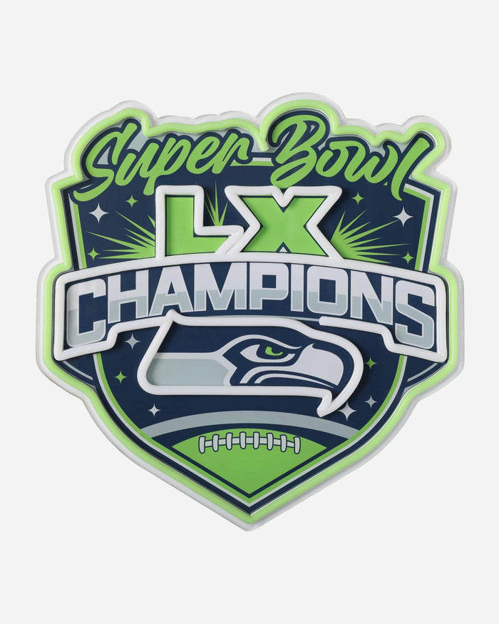 Seattle Seahawks Super Bowl LX Champions Neon Light Up Team Logo Sign FOCO - FOCO.com