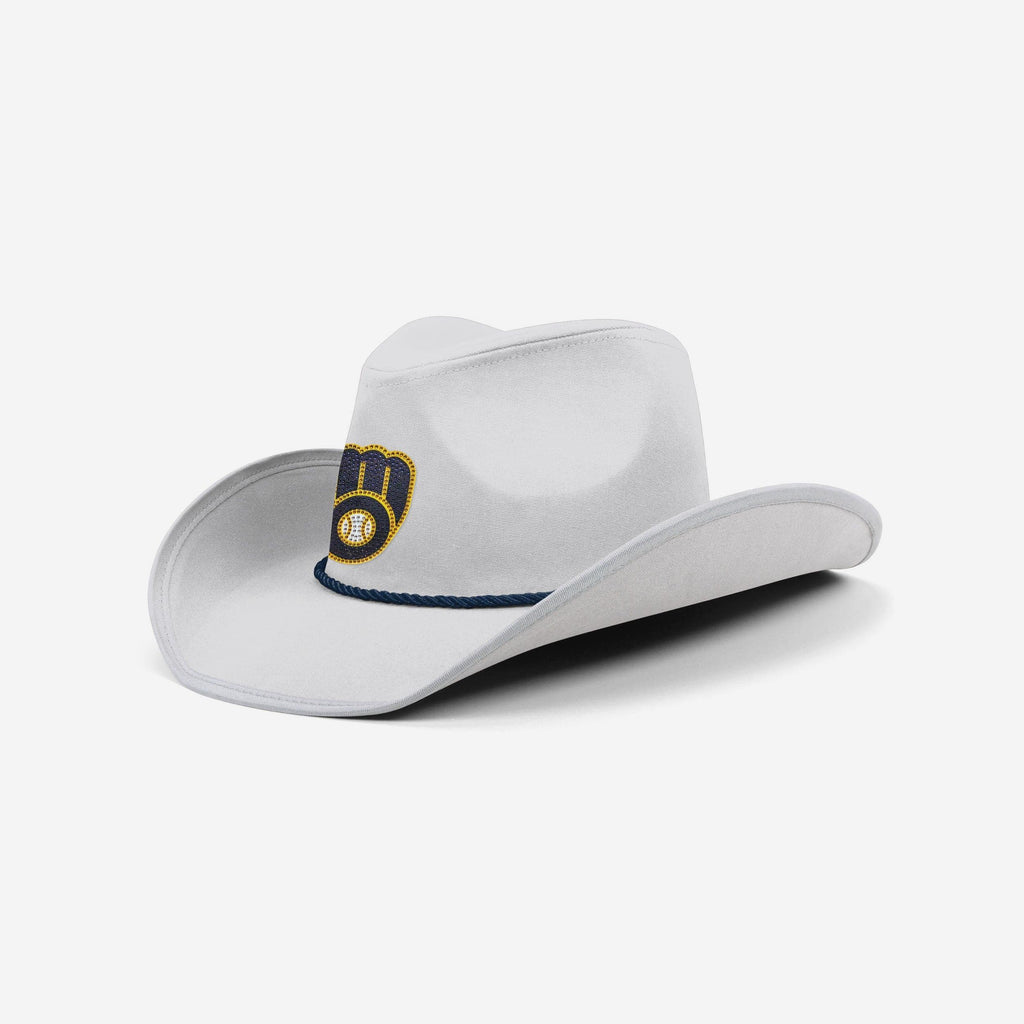 Milwaukee Brewers White Rhinestone Logo Cowboy Hat FOCO - FOCO.com
