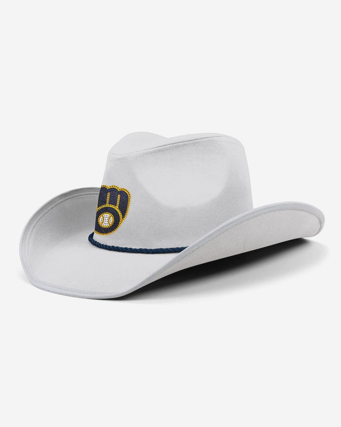 Milwaukee Brewers White Rhinestone Logo Cowboy Hat FOCO - FOCO.com