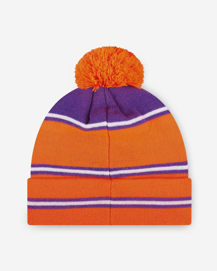 Clemson Tigers Big Wordmark Stripe Pom Beanie FOCO - FOCO.com