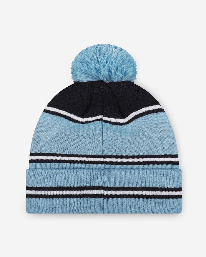 North Carolina Tar Heels Big Wordmark Stripe Pom Beanie FOCO - FOCO.com