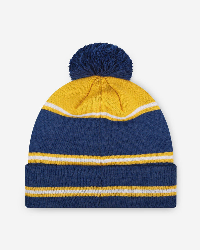 West Virginia Mountaineers Big Wordmark Stripe Pom Beanie FOCO - FOCO.com