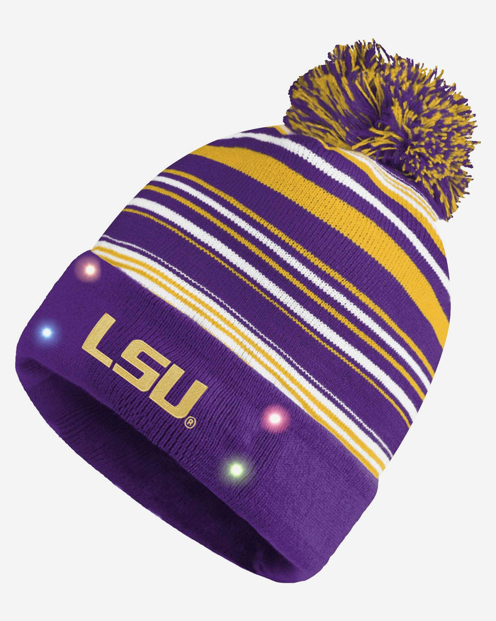 LSU Tigers Horizontal Stripe Light Up Beanie FOCO - FOCO.com