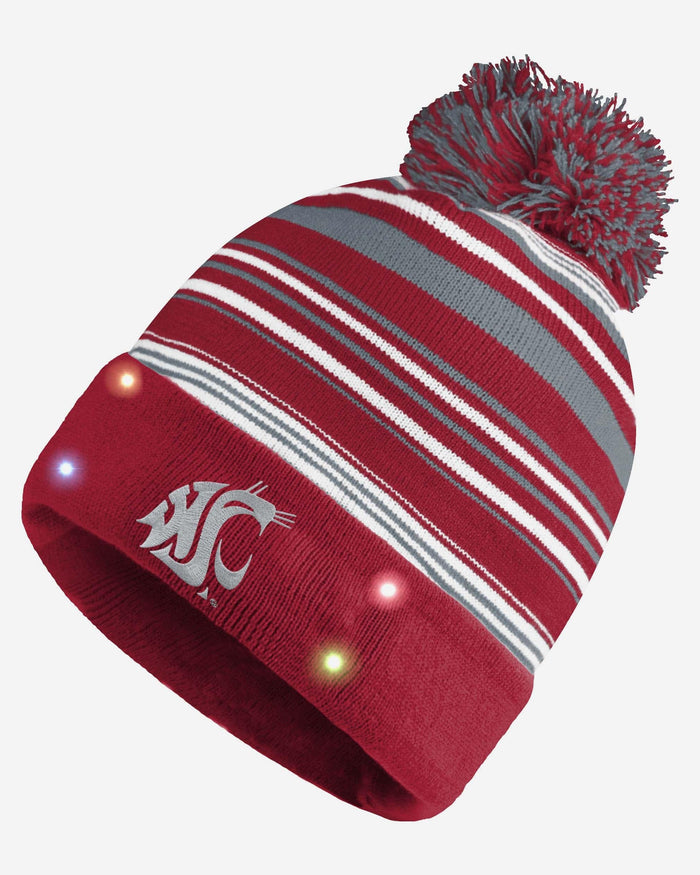 Washington State Cougars Horizontal Stripe Light Up Beanie FOCO - FOCO.com