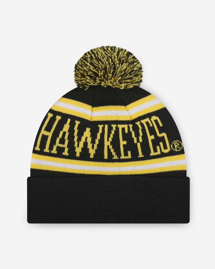 Iowa Hawkeyes Primary Stripe Pom Beanie FOCO - FOCO.com