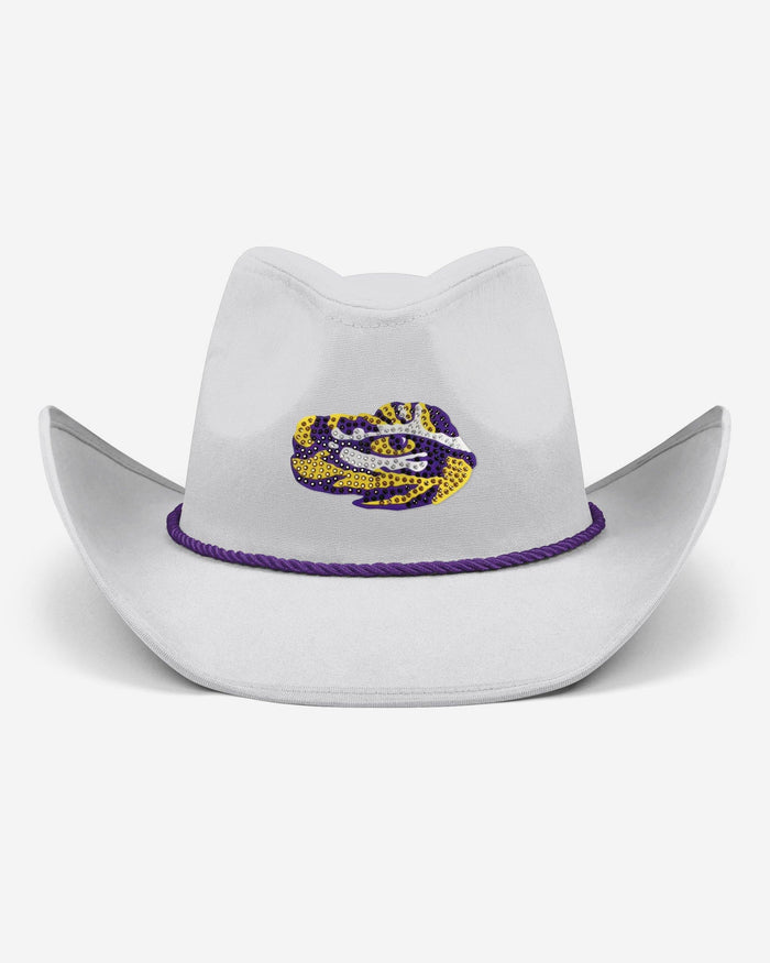 LSU Tigers White Rhinestone Logo Cowboy Hat FOCO - FOCO.com
