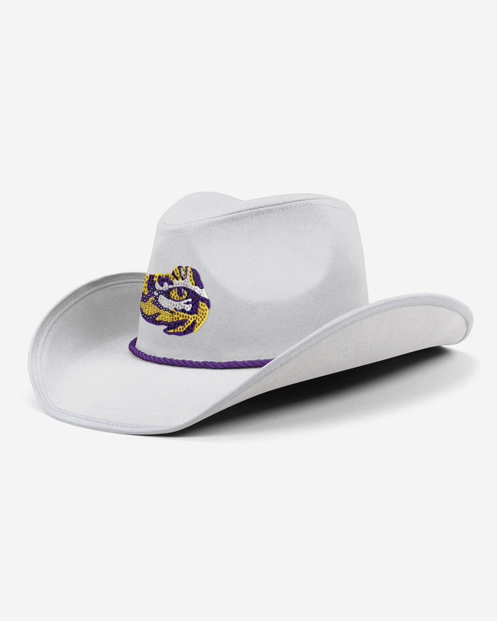 LSU Tigers White Rhinestone Logo Cowboy Hat FOCO - FOCO.com