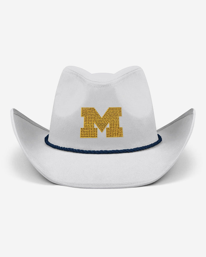 Michigan Wolverines White Rhinestone Logo Cowboy Hat FOCO - FOCO.com