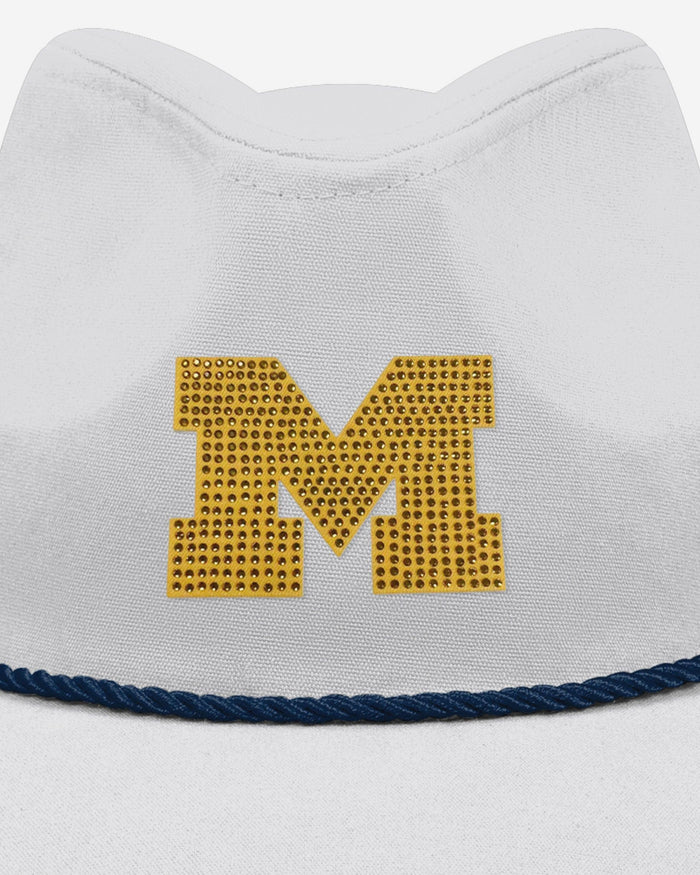 Michigan Wolverines White Rhinestone Logo Cowboy Hat FOCO - FOCO.com