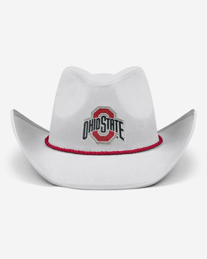 Ohio State Buckeyes White Rhinestone Logo Cowboy Hat FOCO - FOCO.com