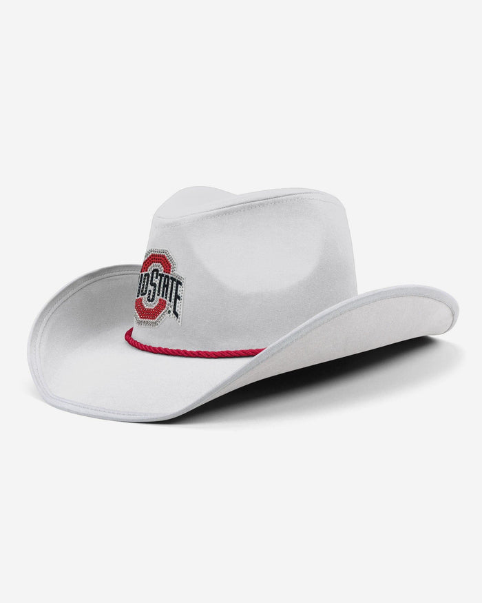 Ohio State Buckeyes White Rhinestone Logo Cowboy Hat FOCO - FOCO.com