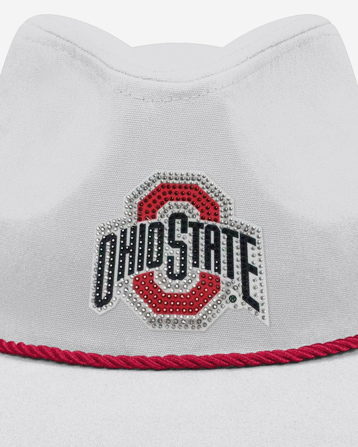 Ohio State Buckeyes White Rhinestone Logo Cowboy Hat FOCO - FOCO.com