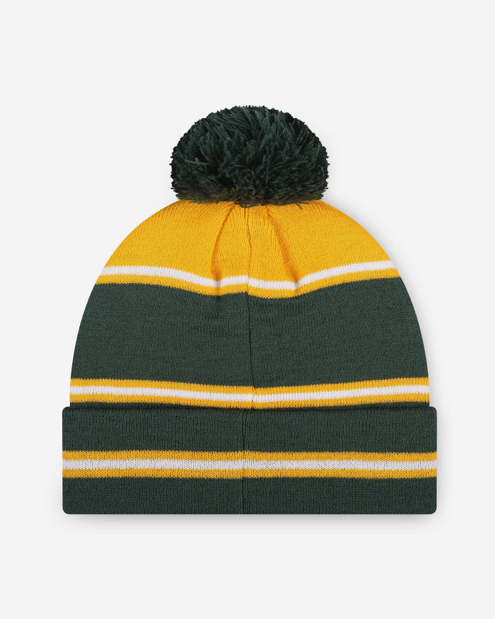 Green Bay Packers Big Wordmark Stripe Pom Beanie FOCO - FOCO.com