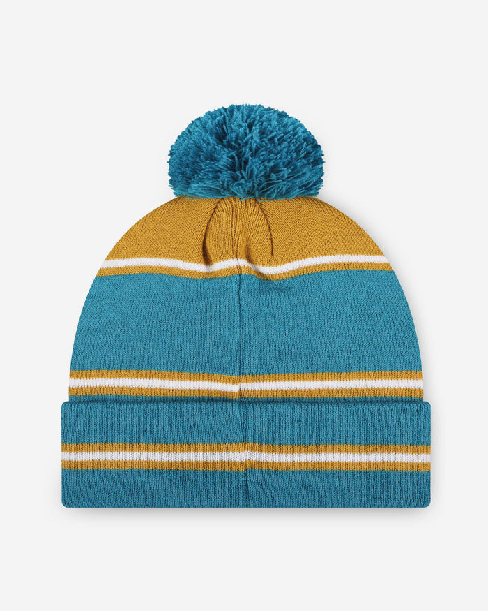 Jacksonville Jaguars Big Wordmark Stripe Pom Beanie FOCO - FOCO.com
