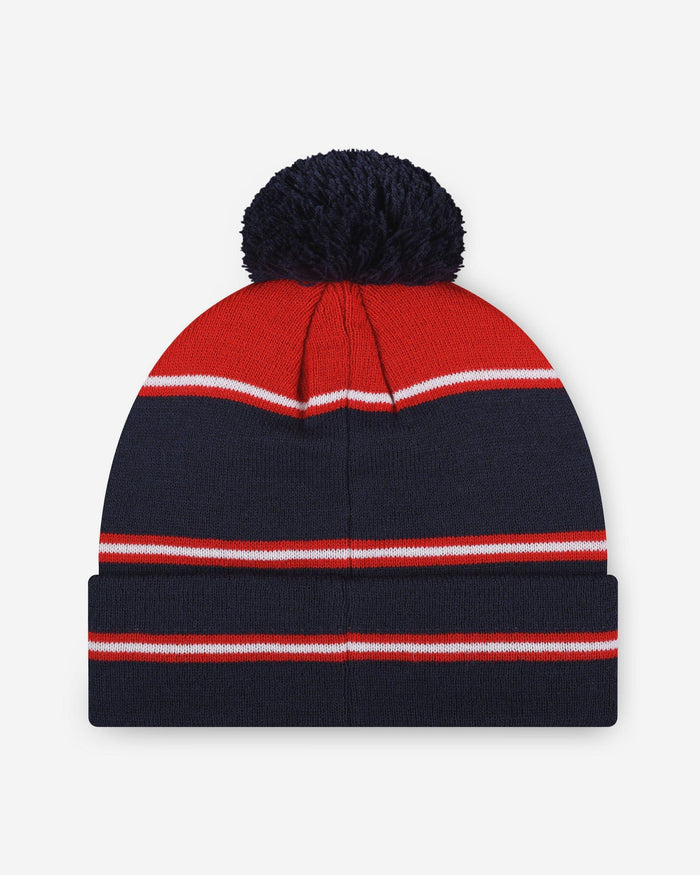 New England Patriots Big Wordmark Stripe Pom Beanie FOCO - FOCO.com