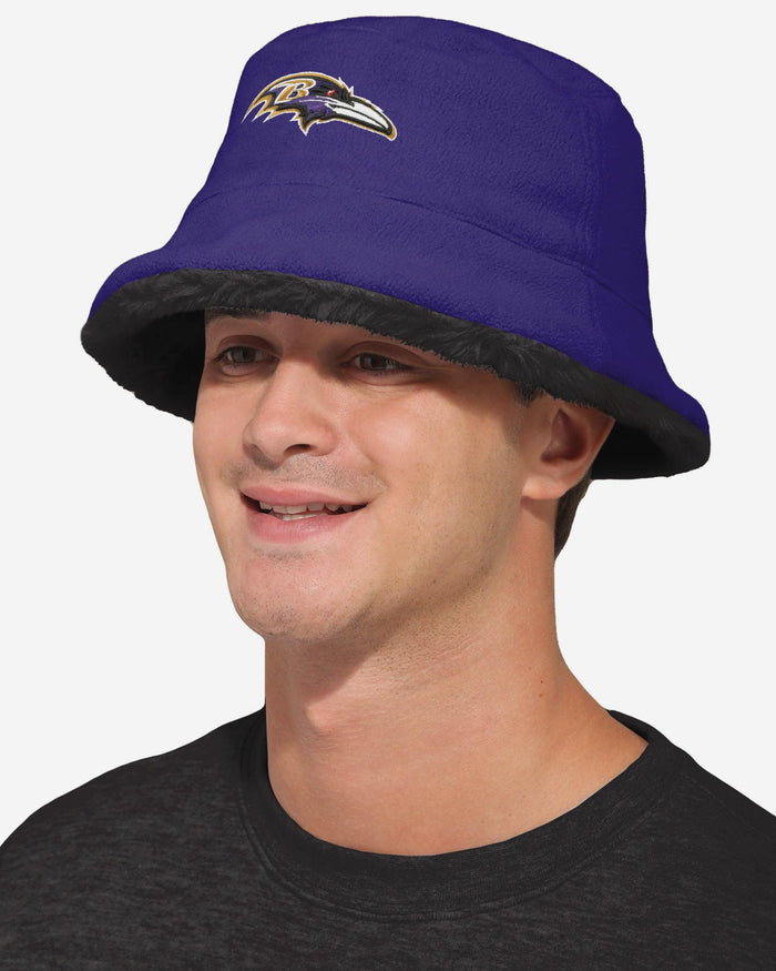 Baltimore Ravens Reversible Faux Fur Bucket Hat FOCO - FOCO.com