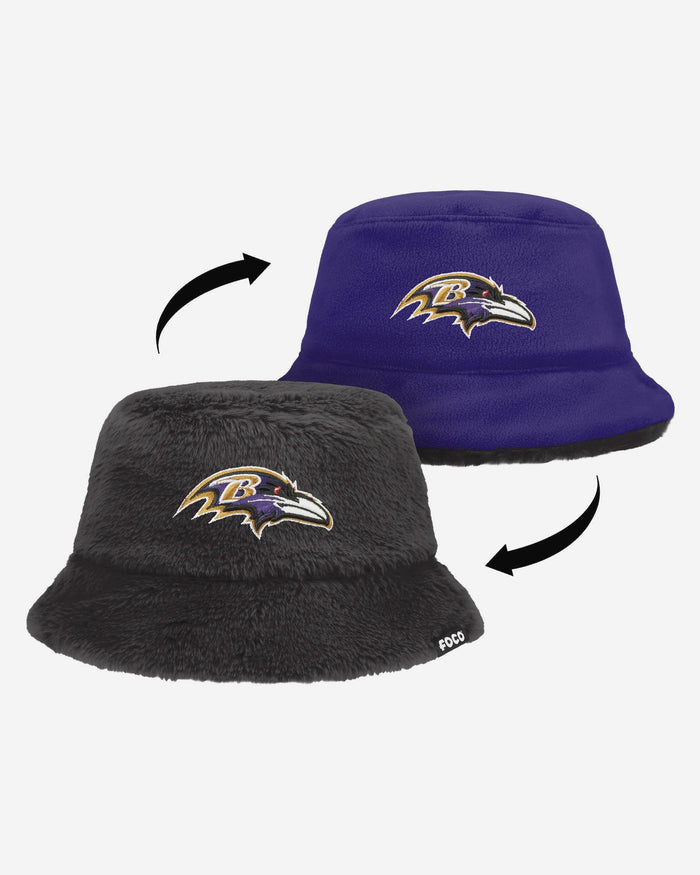 Baltimore Ravens Reversible Faux Fur Bucket Hat FOCO - FOCO.com