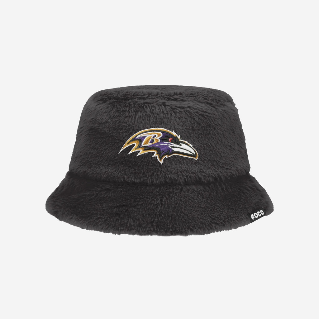 Baltimore Ravens Reversible Faux Fur Bucket Hat FOCO - FOCO.com