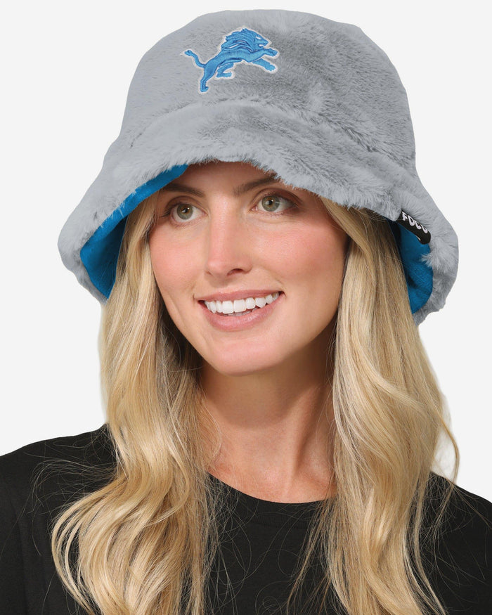 Detroit Lions Reversible Faux Fur Bucket Hat FOCO - FOCO.com