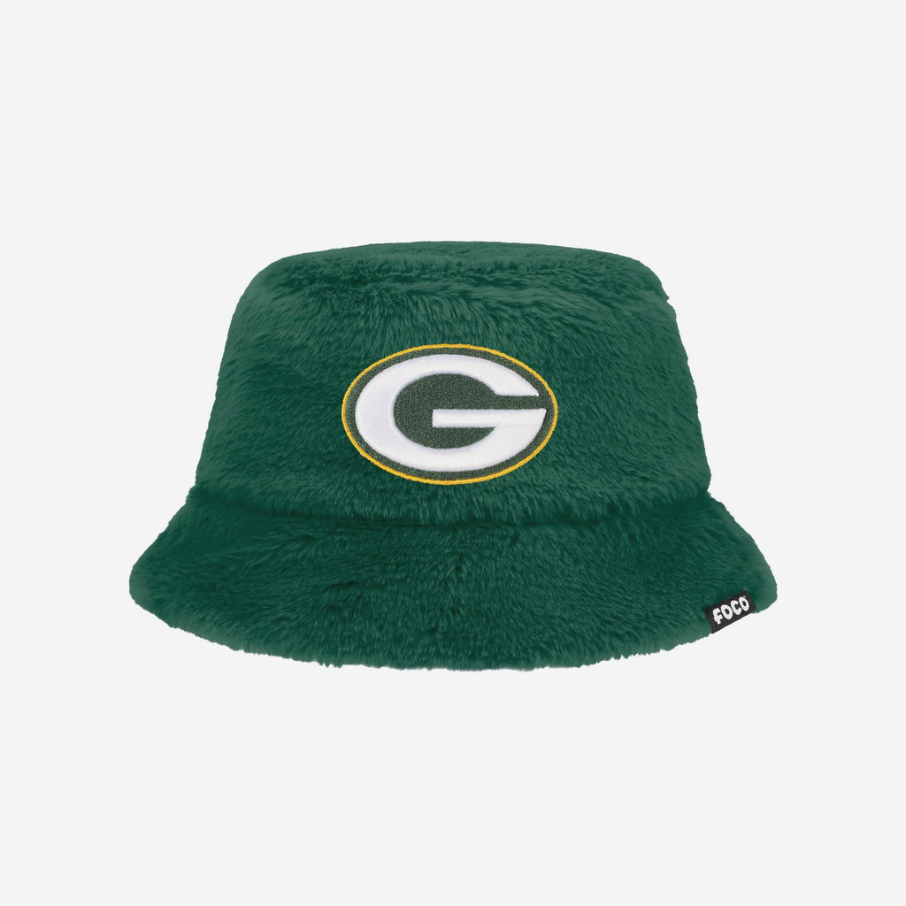 Green Bay Packers Reversible Faux Fur Bucket Hat FOCO - FOCO.com