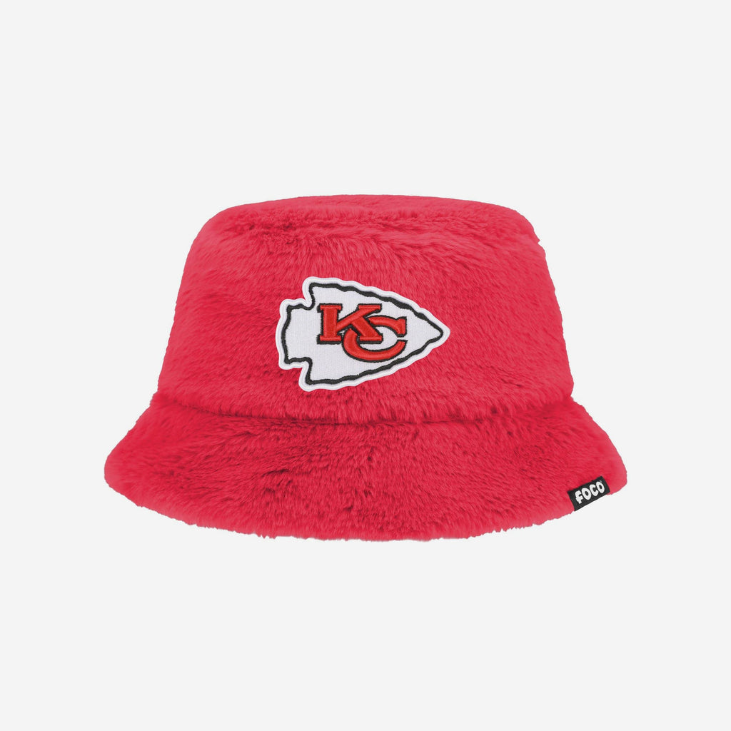 Kansas City Chiefs Reversible Faux Fur Bucket Hat FOCO - FOCO.com