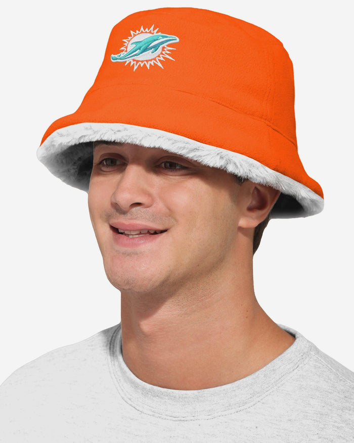 Miami Dolphins Reversible Faux Fur Bucket Hat FOCO - FOCO.com