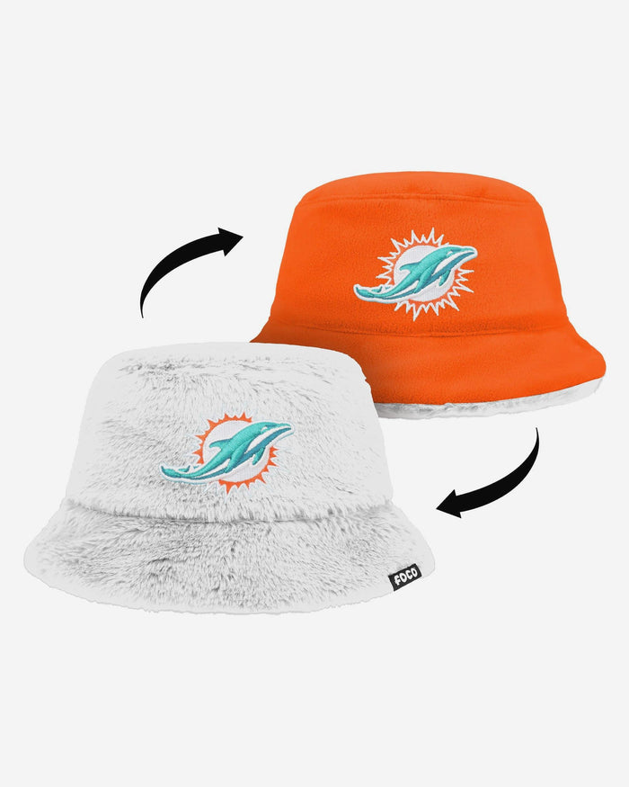 Miami Dolphins Reversible Faux Fur Bucket Hat FOCO - FOCO.com
