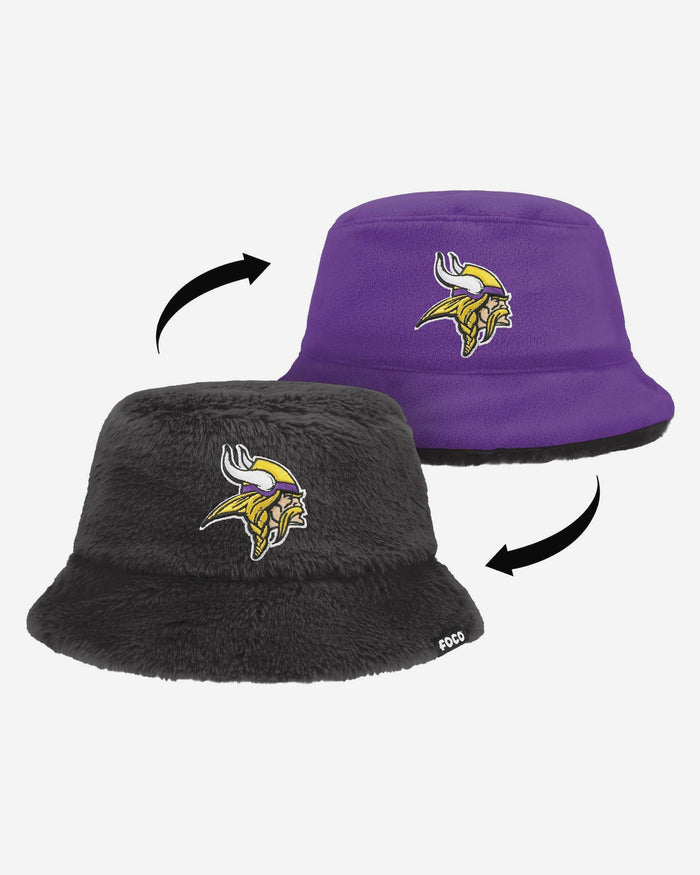 Minnesota Vikings Reversible Faux Fur Bucket Hat FOCO - FOCO.com