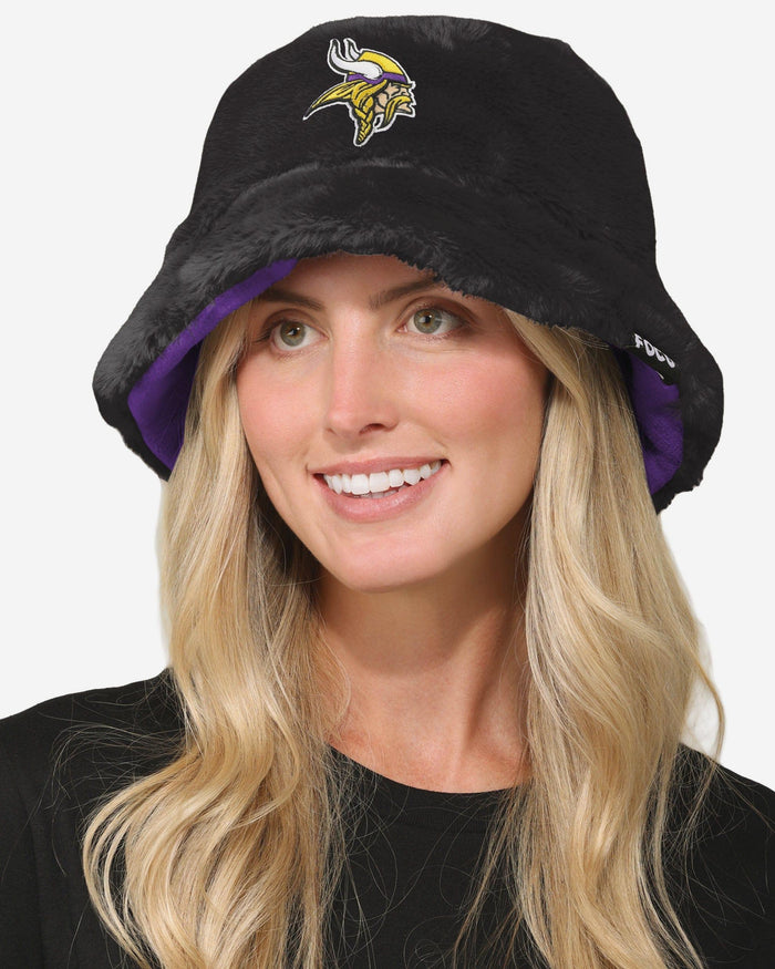 Minnesota Vikings Reversible Faux Fur Bucket Hat FOCO - FOCO.com
