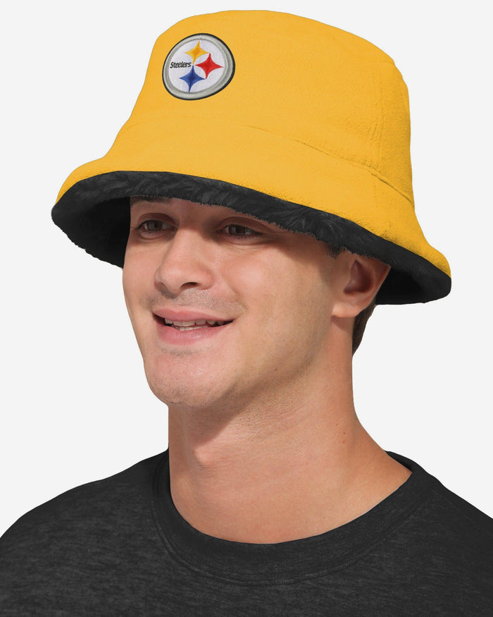 Pittsburgh Steelers Reversible Faux Fur Bucket Hat FOCO - FOCO.com