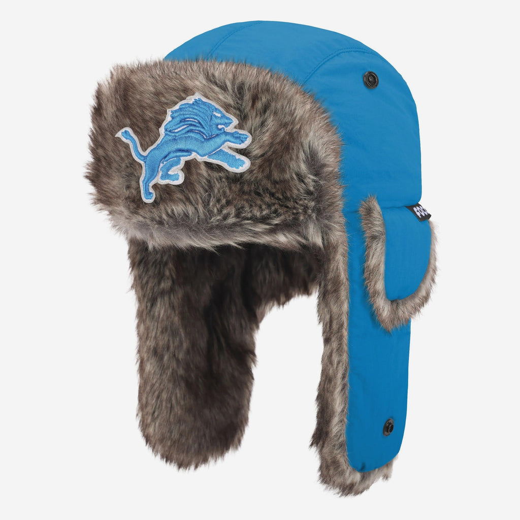 Detroit Lions Faux Fur Trapper Hat FOCO - FOCO.com