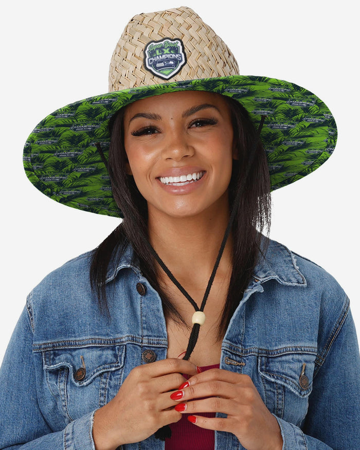 Seattle Seahawks Super Bowl LX Champions Straw Hat FOCO - FOCO.com