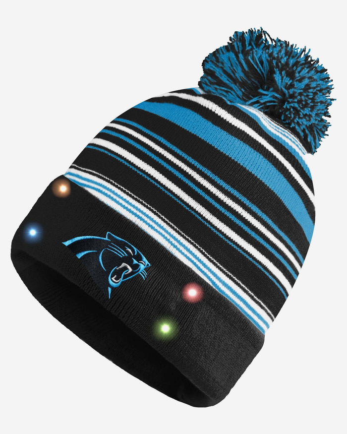 Carolina Panthers Horizontal Stripe Light Up Beanie FOCO - FOCO.com