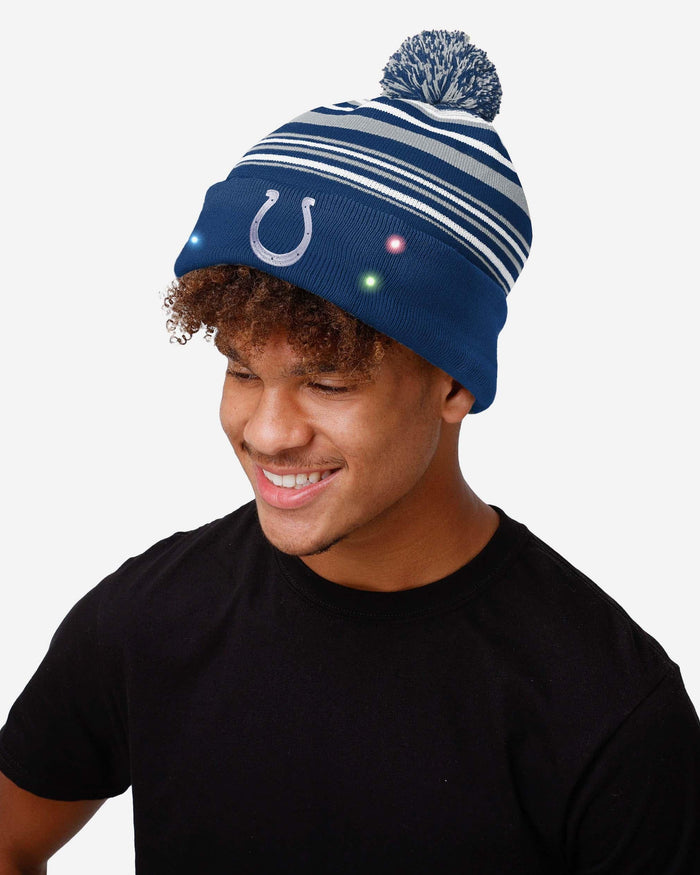 Indianapolis Colts Horizontal Stripe Light Up Beanie FOCO - FOCO.com