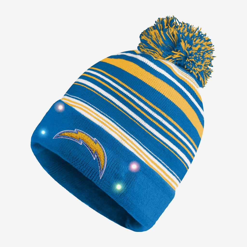 Los Angeles Chargers Horizontal Stripe Light Up Beanie FOCO - FOCO.com