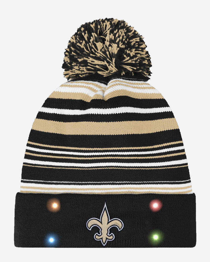New Orleans Saints Horizontal Stripe Light Up Beanie FOCO - FOCO.com